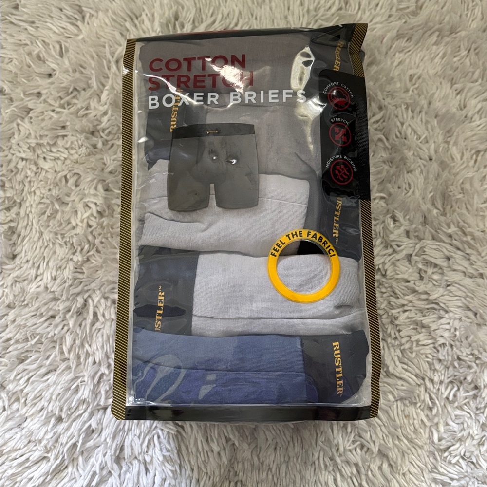 Rustler Cotton Stretch Boxer Briefs 10-Pack in Black and Gray